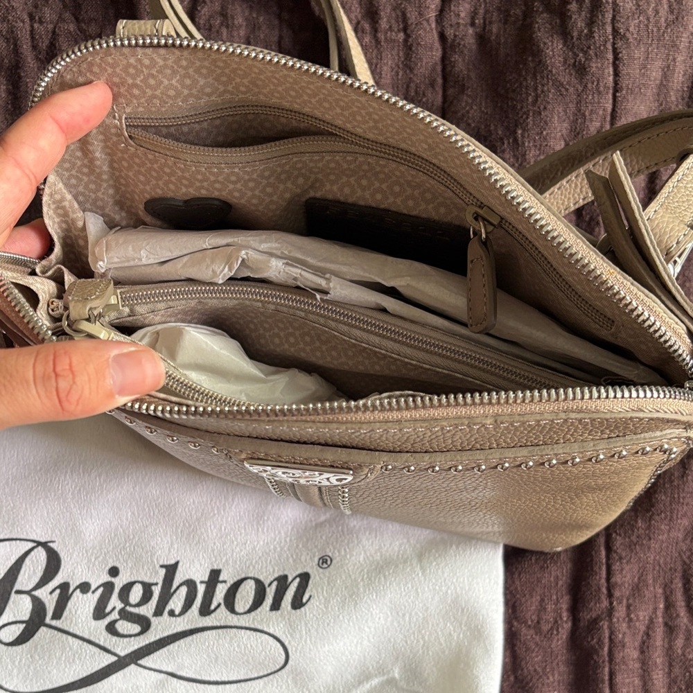 Brighton JOJO Organizer Taupe Studded Crossbody Bag - Picture 8 of 16